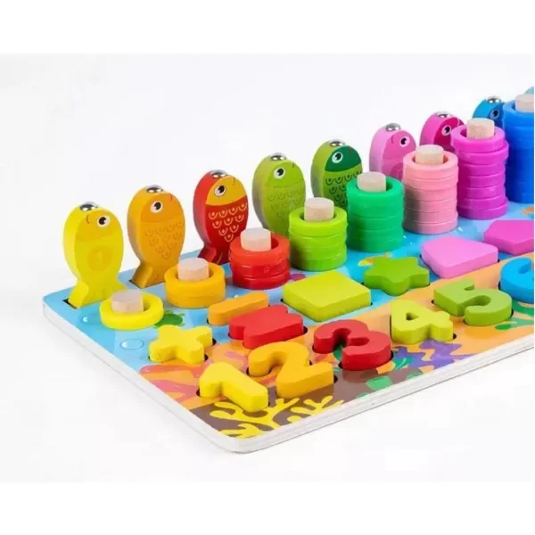Producto - Tablero multifunción 4 en 1. Ábaco, pesca imantada, números y formas geometricas - 4