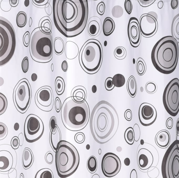 Producto - Cortina de Baño Simple Círculos Linea Eco + Ganchos