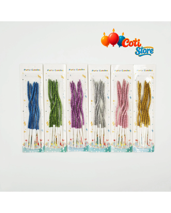 Producto - Vela ondulada con glitter x6