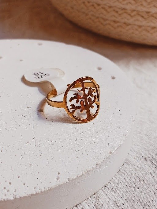 Producto - Anillo árbol de la vida - talle 18 - Acero dorado