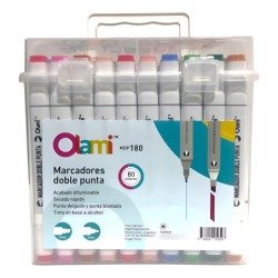 Producto - MARCADORES DOBLE PUNTA OLAMI EN CAJA X80 UNIDADES