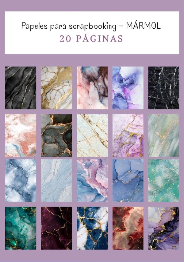 Producto - Pack de Papeles para Scrapbooking MÁRMOL