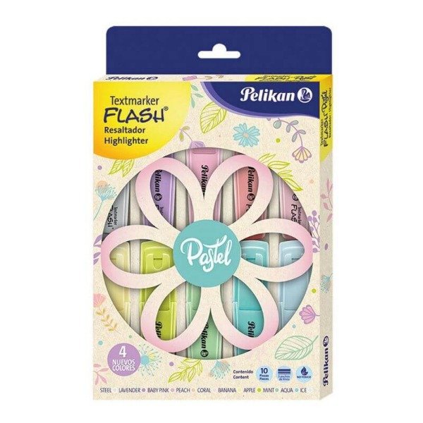 Producto - RESALTADOR PELIKAN FLASH PASTEL BLISTER SURTIDO X 10 U