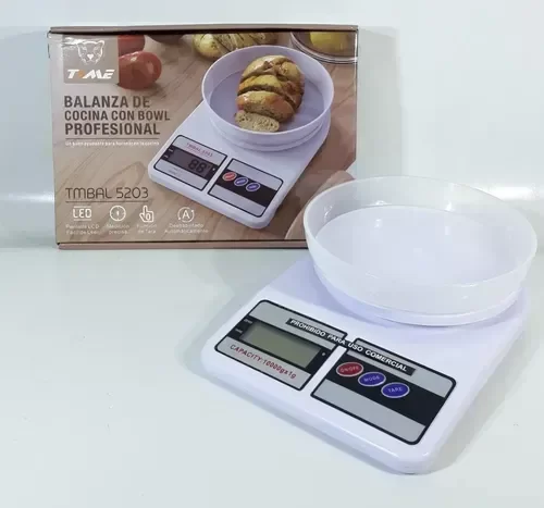 Producto - Balanza De Cocina Electrónica Con Bowl Digital 10kg Blanco