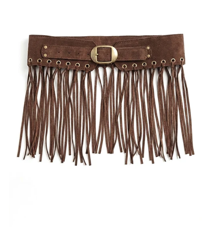Producto - Faja gamuza marrón con flecos