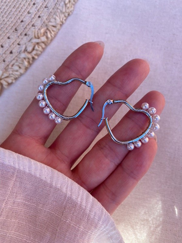 Producto - Argollas Corazón y Perlas A.Q