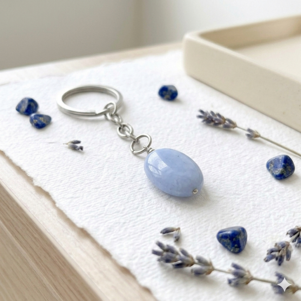 Producto - Llavero Ágata Blue Ice - Acero Quirúrgico