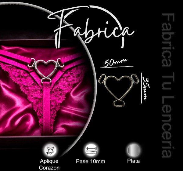Producto - Herraje Corazón. Pase: 10mm (1 unidad). Niquel/ plateado