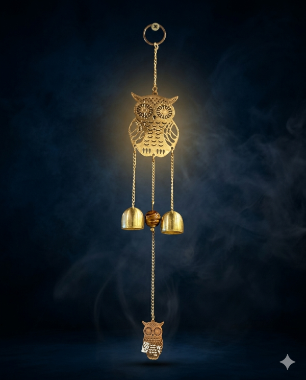 Producto - Llamador dorado metal Buho 40 cm