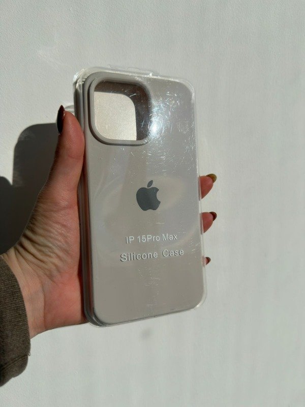 Producto - Silicone case iphone 15 pro max gris muy claro