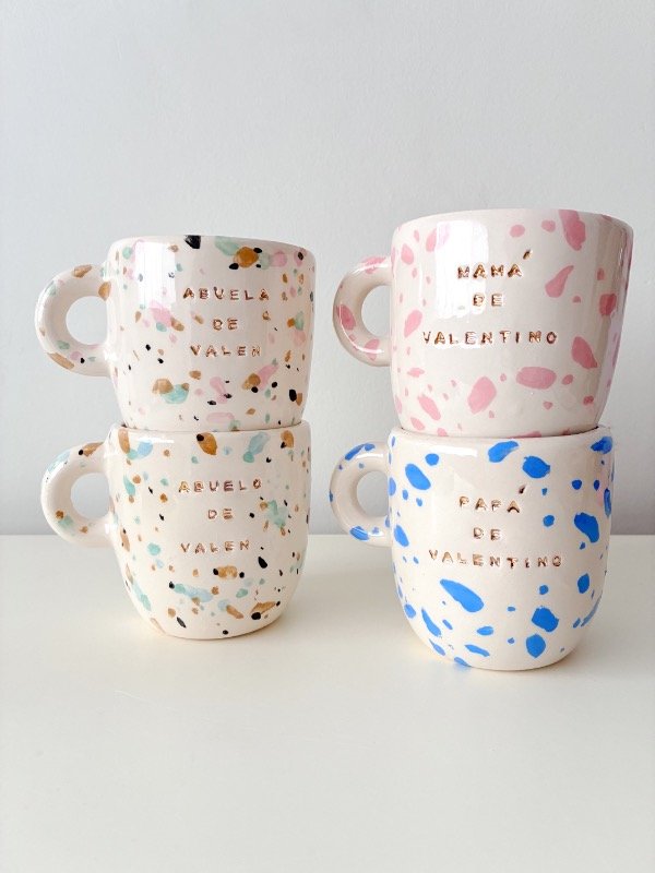 Producto - Set de 4 tazas terrazzo y oro