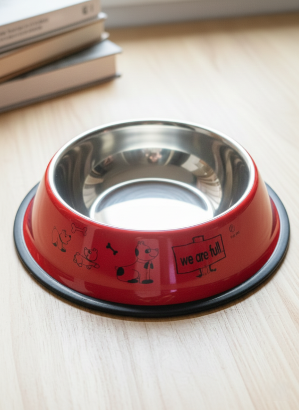 Producto - Plato de acero inoxidable con base antideslizante "Rojo"