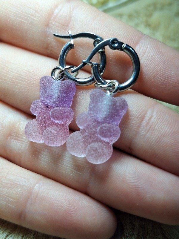 Producto - Aros argollas 1cm Con dije Osito gomita