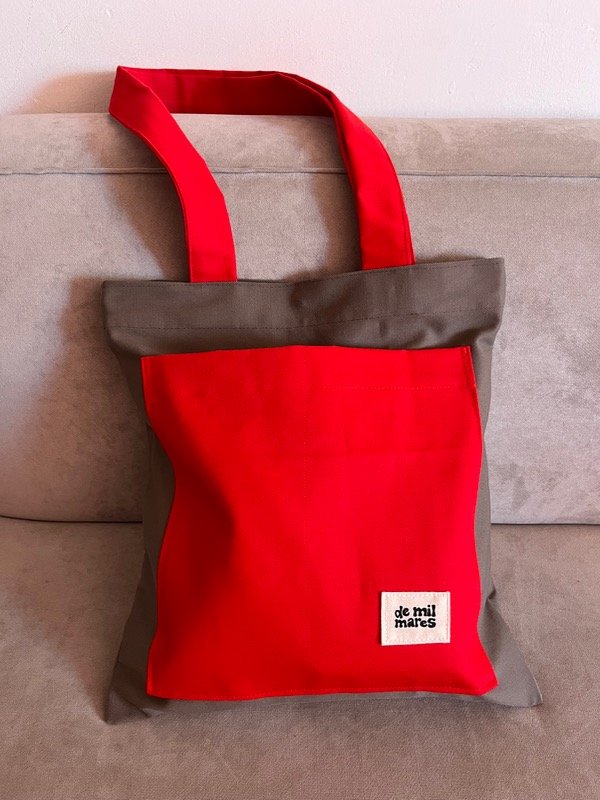 Producto - TOTE BAG bicolor: marrón y rojo