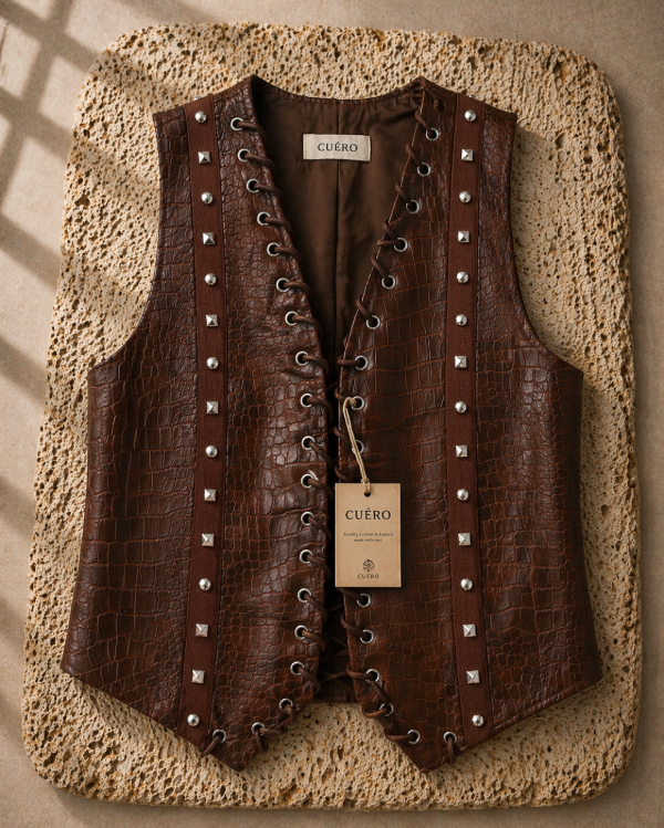 Producto - Chaleco Croco Tachas Espresso