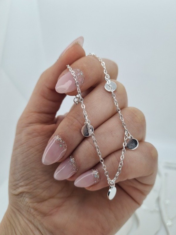 Producto - Pulsera tobillera acero blanco dijes plano liso plat