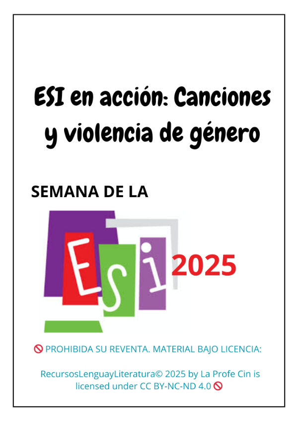 Producto - SEMANA DE LA ESI 2025 "CANCIONES Y VIOLENCIA"