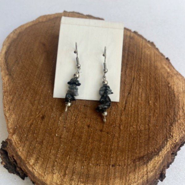 Producto - Aros de Obsidiana Nevada  - Acero Quirúrgico (2 Unidades)