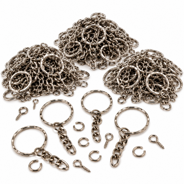 Producto - Kit Para Llaveros X100 Argolla C/ Cadena + Piton + Argolla - 0