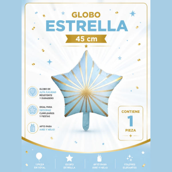 Producto - GLOBO ESTRELLA - 45 CM - 1 UNIDAD