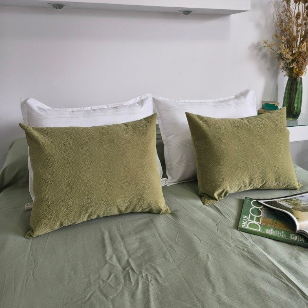 Producto - Combo x4 Almohadones - Off White 50x60 Simil Lino + Verde Musgo 40x50 Pana - 0