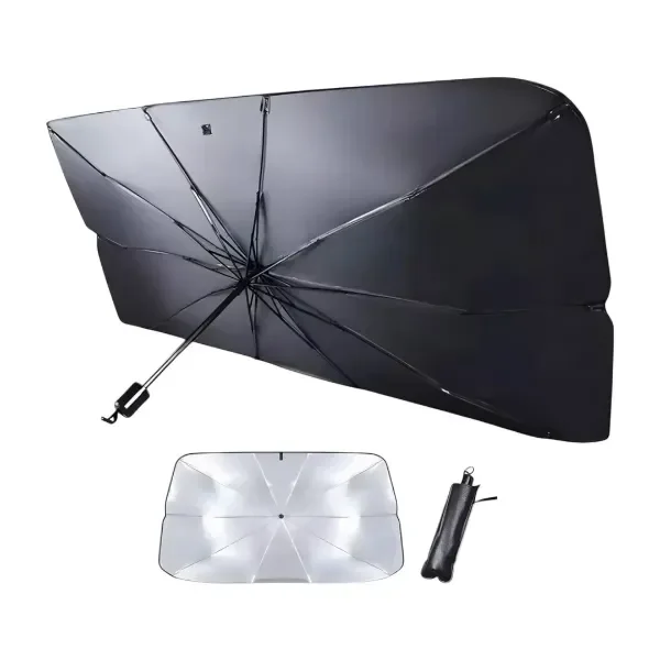 Producto - Parasol Para Auto Parabrisas Tipo Paraguas Plegable Negro