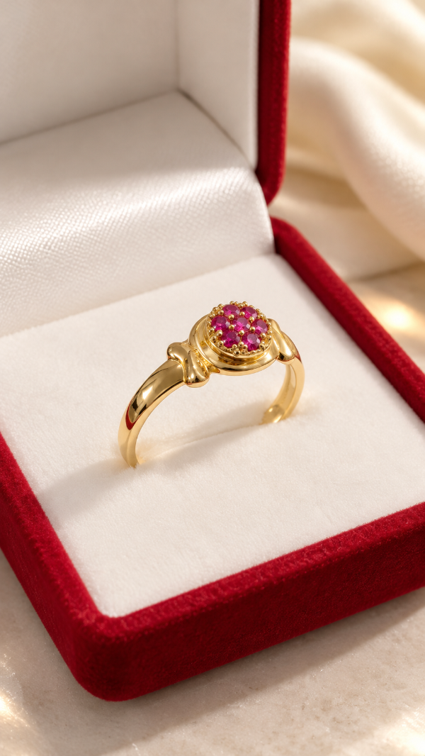 Producto - Anillo frutillita oro 18k piedra roja - 1