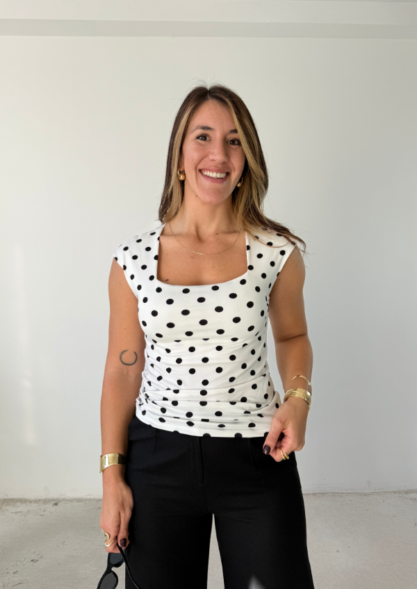 Remera PERLA - Blanco/Negro — imagen 2