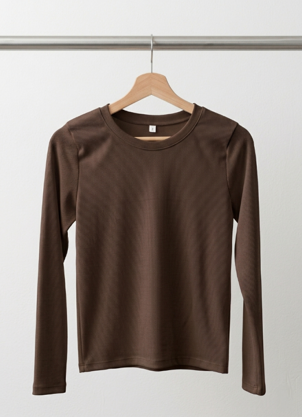Producto - Remera manga larga algodón morley - Chocolate