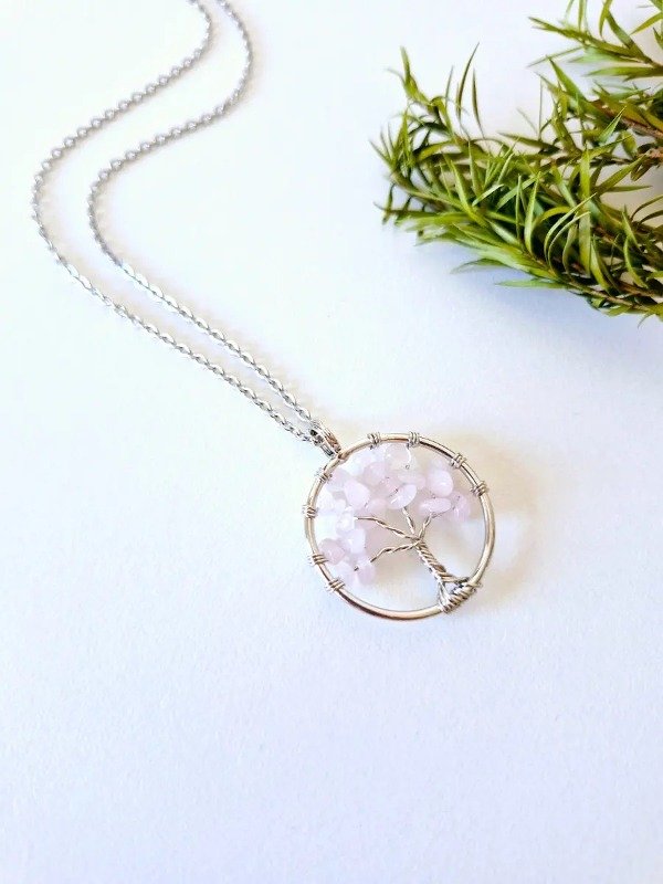 Producto - Collar Árbol De La Vida Cuarzo Rosa Amor - 2