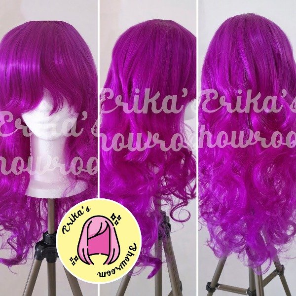 Producto - Peluca larga bucles con flequillo violeta 51P