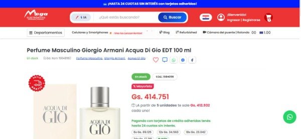 Producto - Giorgio Armani Acqua Di Gio EDT 100ml - Importado