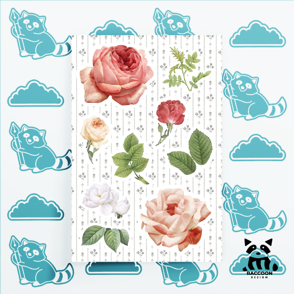 Producto - Plancha de Stickers Rosas y Plantas 2