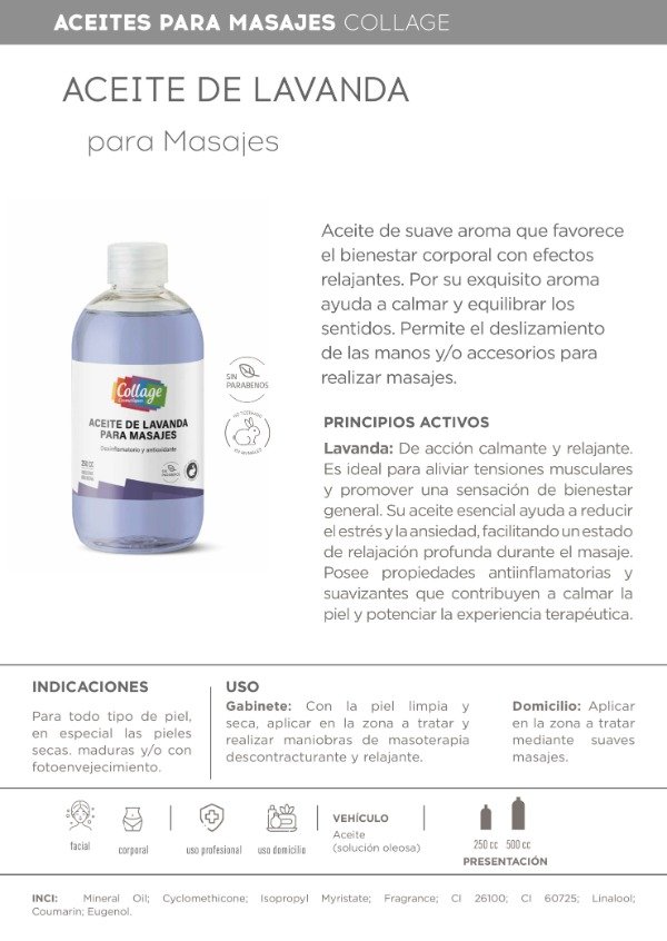 Producto - Collage Aceite de Masajes Lavanda 500ml