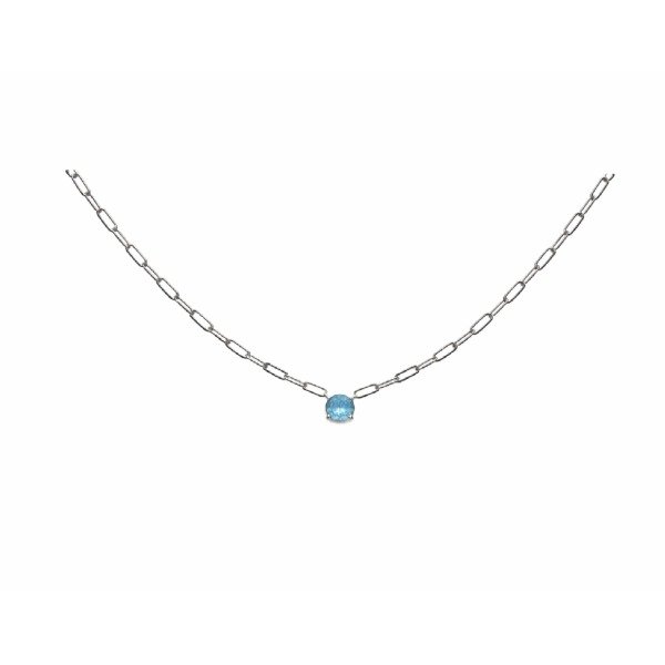 Producto - Colgante punto de luz con cadena gruesa en plata Topacio Sky blue