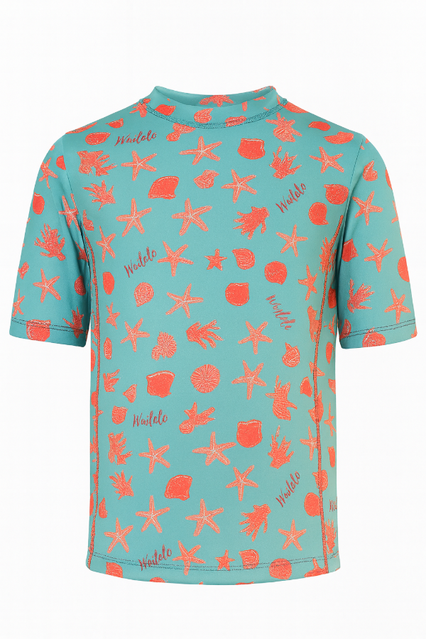 Producto - Remera UV Celeste Rojo Estrellas (chicas)