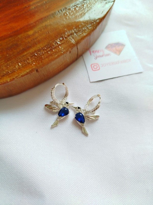 Producto - Argollitas colibrii azul