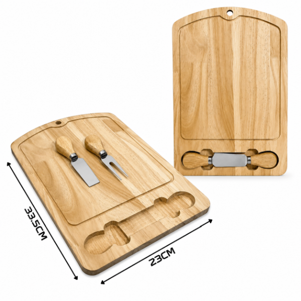 Producto - LIQUIDACION POR FALLA - SET DE TABLA PARA PICADA CON DOS PINCHES 33X23 CM - 0
