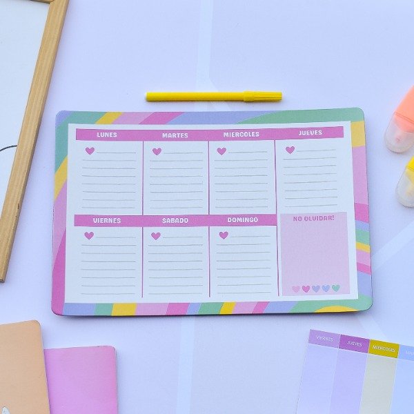 Producto - Pizarra magnetica planner colores