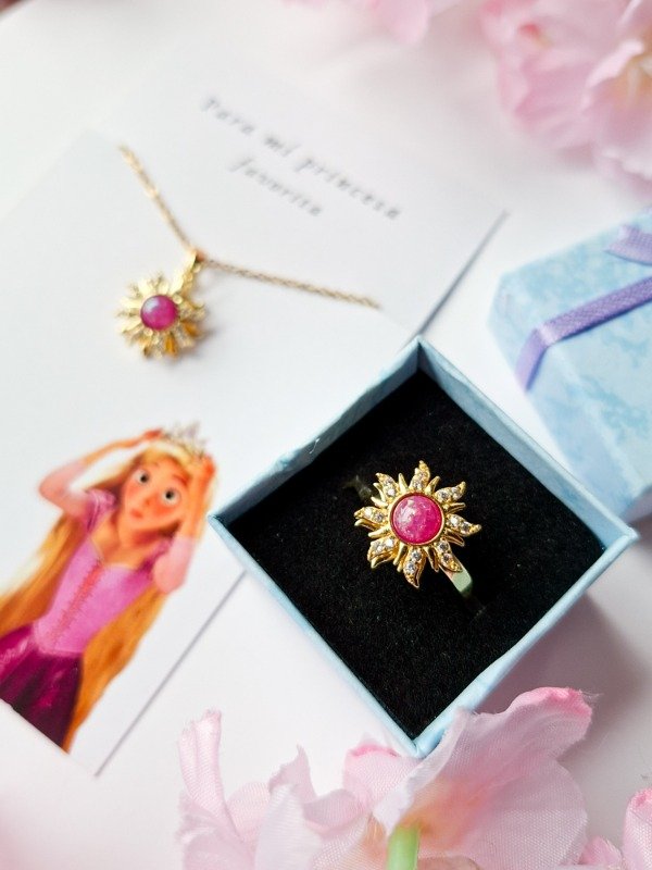 Producto - Set Violeta Collar + Anillo Rapunzel (giratorios)