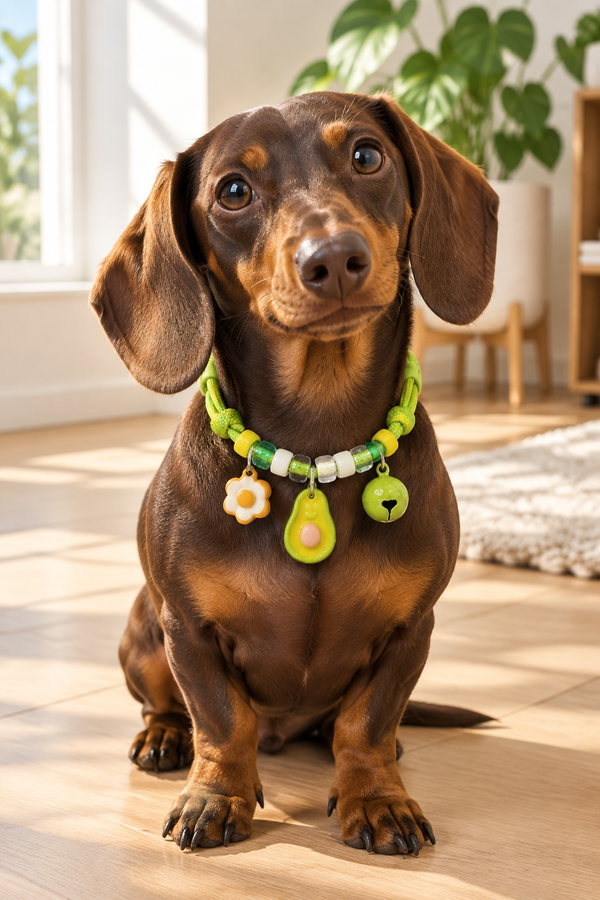 Producto - COLLAR CORDON CON DIJES Y CASCABEL REGULABLE HASTA 34cm - 0