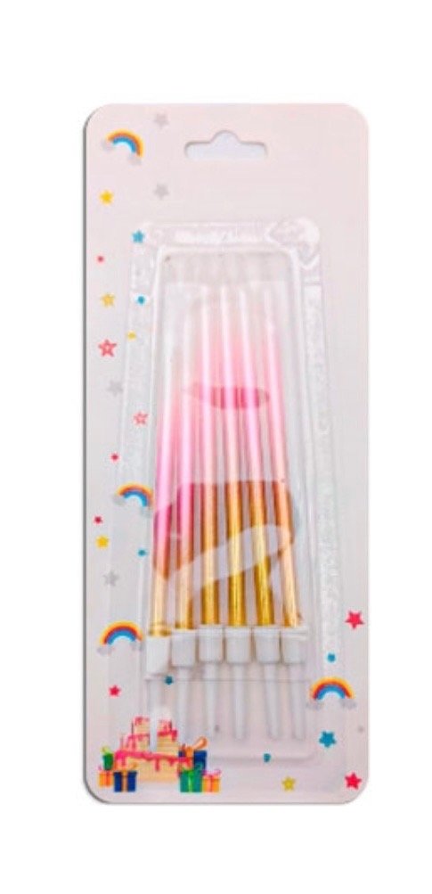 Producto - VELA DEGRADE X 6 blanco fucsia dorado
