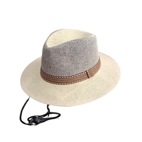 SOMBRERO TIPO PANAMA CON CINTA RAYADA