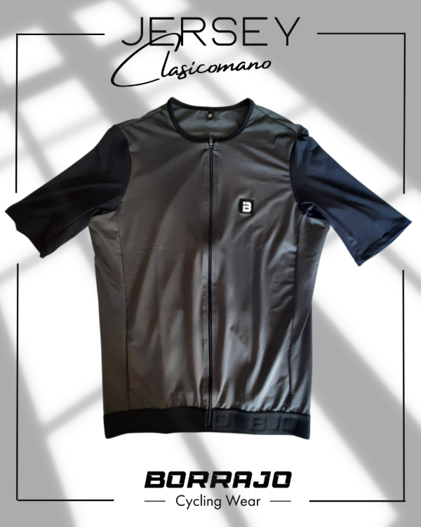 Producto - JERSEY BORRAJO CLASICOMANO GRIS/NEGRO