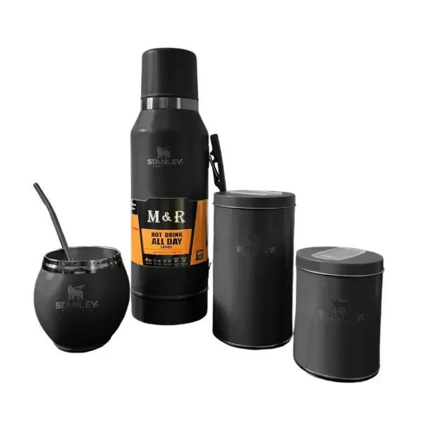 Producto - SET TERMO LATAS MATE SIMIL STANLEY NEGRO