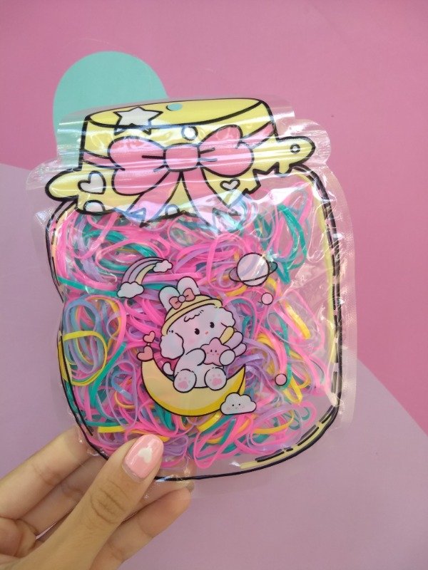 Producto - Bolsita elastiquines de colores tipo frasco