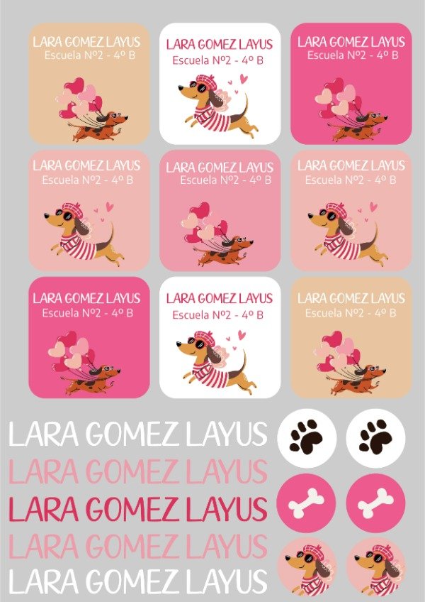 Producto - Etiquetas escolares "perro salchicha"