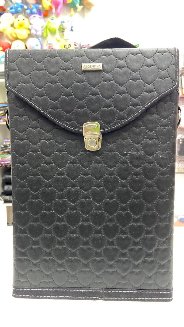 Producto - Bolso Matero con tapa tramado corazones (negro)