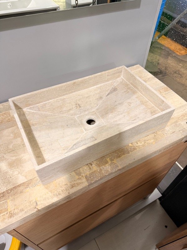 Producto - Bacha de apoyo rectangular mármol Travertino