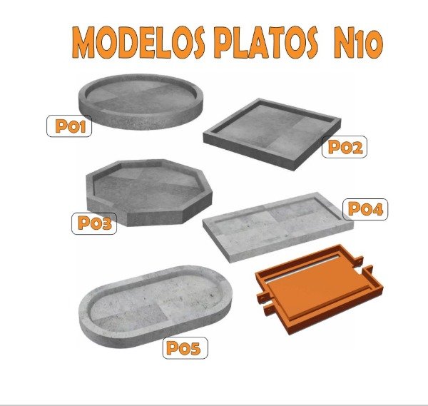 Producto - Pack 5 Moldes Para Bandeja O Plato De Cemento Para Maceta N10